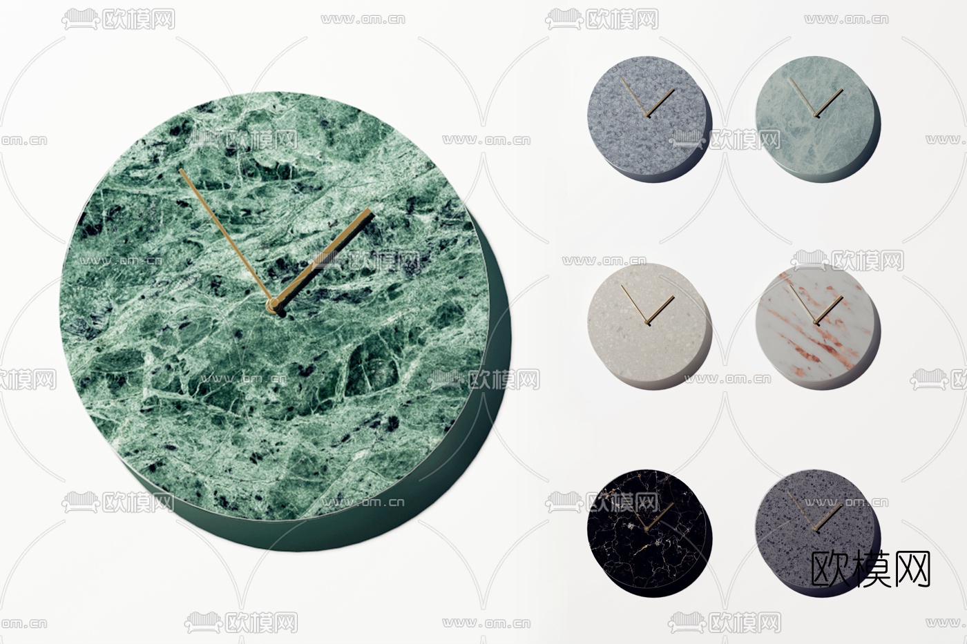 现代大理石挂钟3d模型下载（渲染图4）