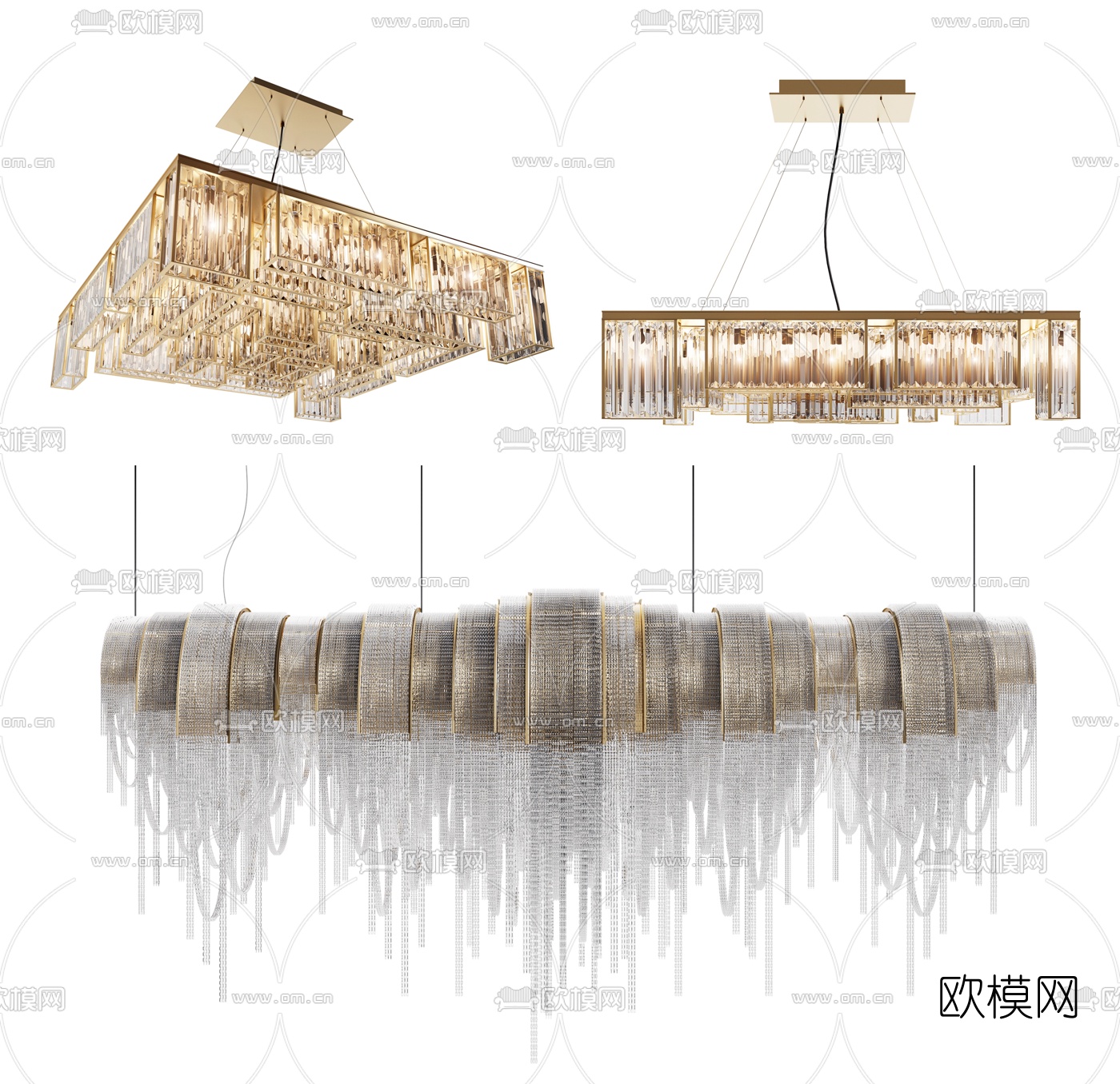 现代时尚水晶吊灯3d模型下载（渲染图1）