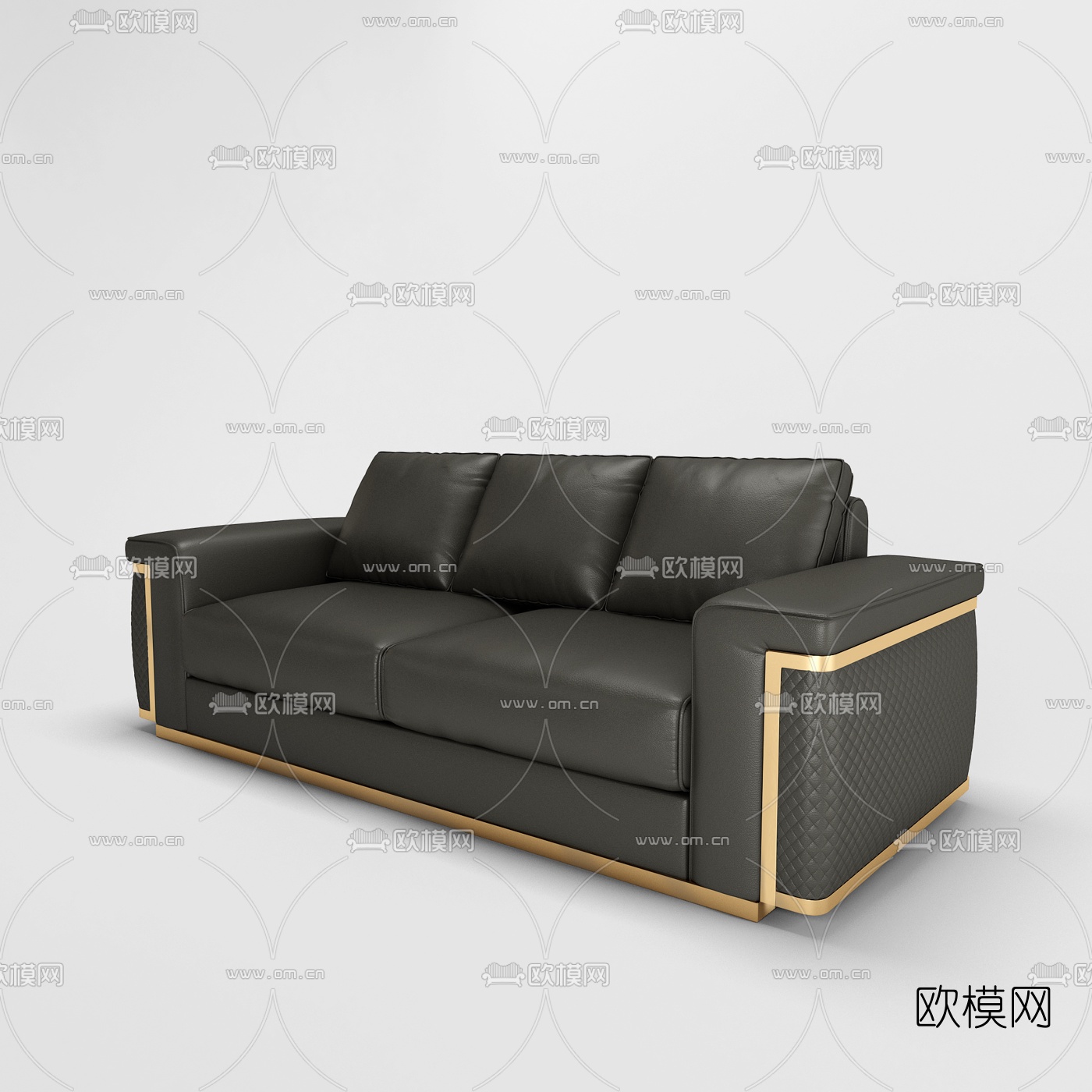 后现代皮革双人沙发3d模型