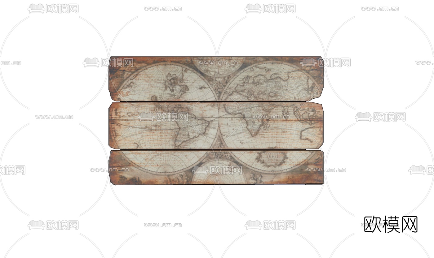 欧式世界地图挂件免费su模型下载