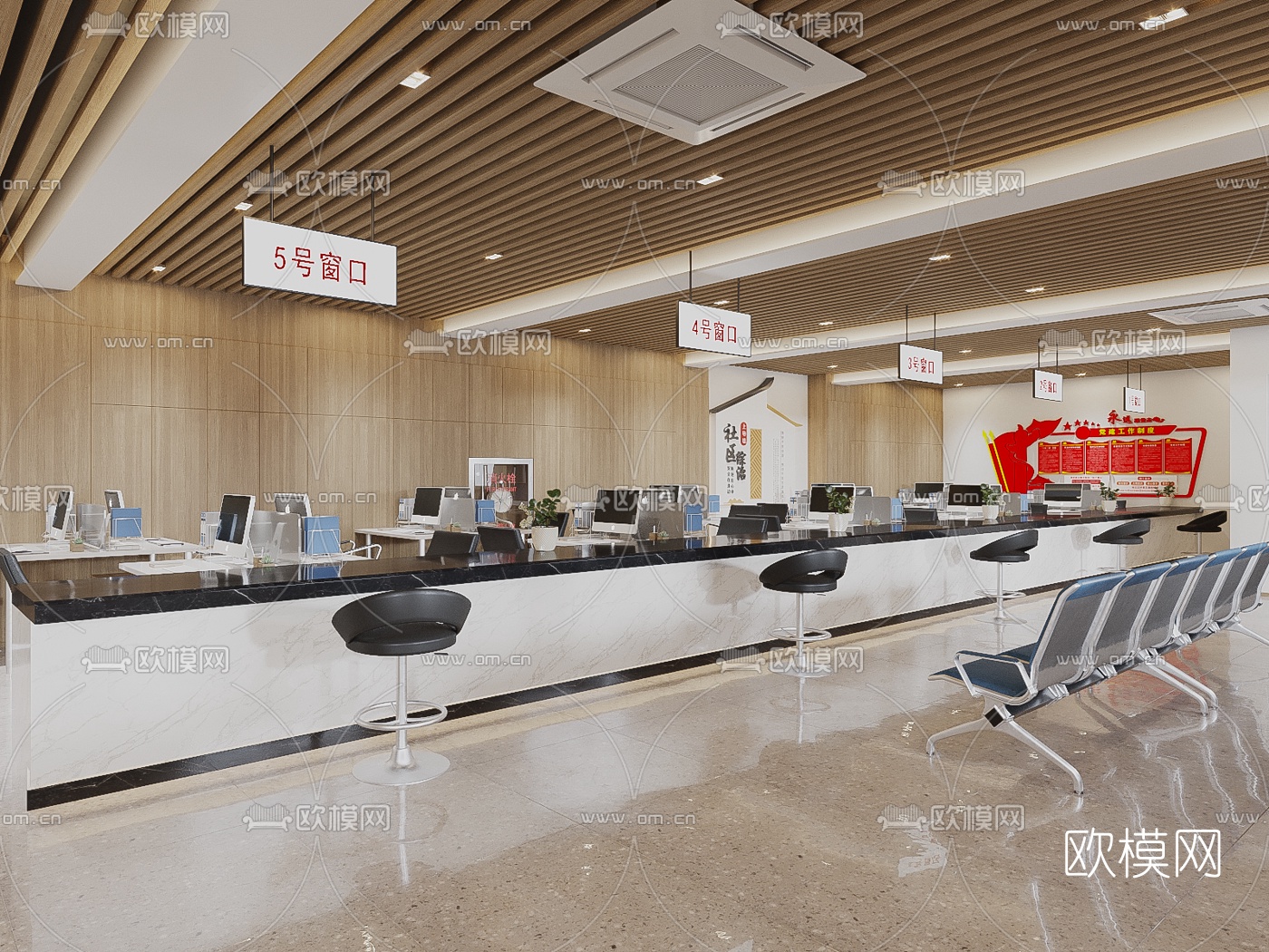 现代行政大厅3d模型下载（渲染图1）