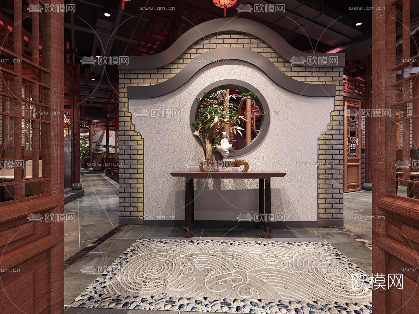 中式火锅店3d模型