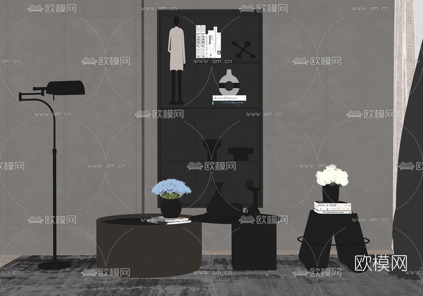 现代轻奢茶几su模型下载（渲染图2）