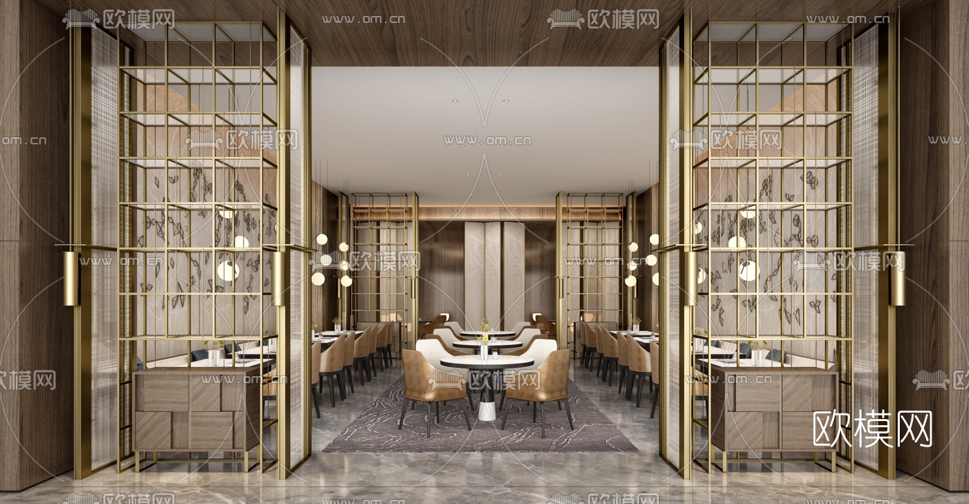 现代酒店西餐厅3d模型