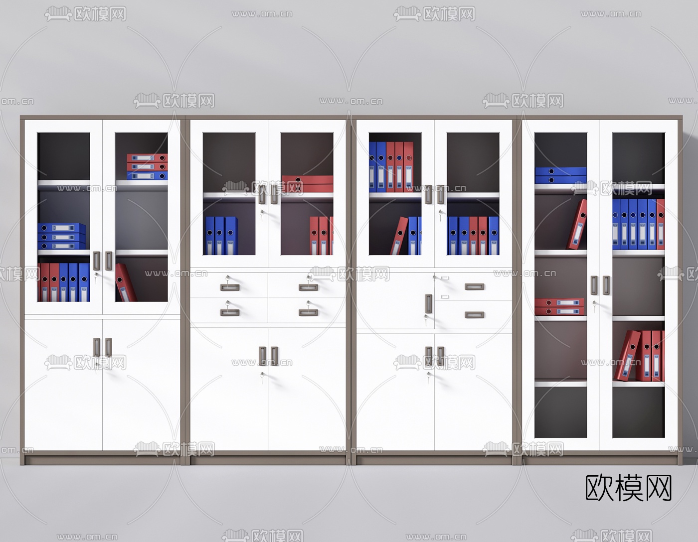 现代办公文件柜3d模型下载
