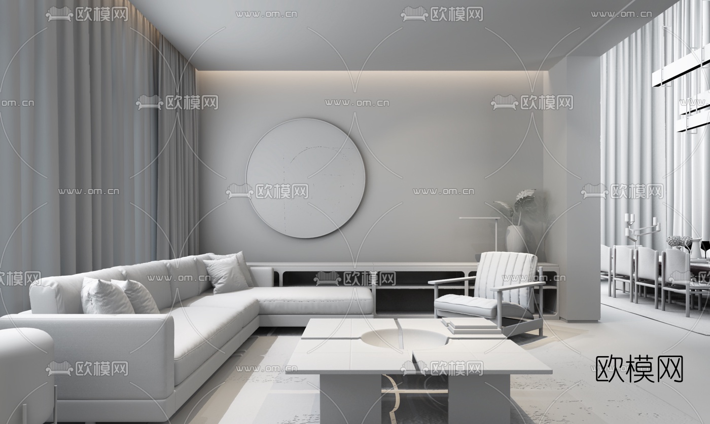 葛亚曦 现代客厅沙发组合3D模型