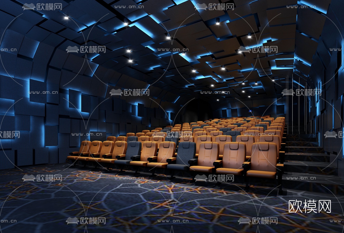 现代电影院放映厅3d模型