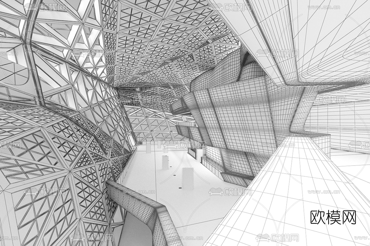 现代博物馆展览馆大堂3D模型