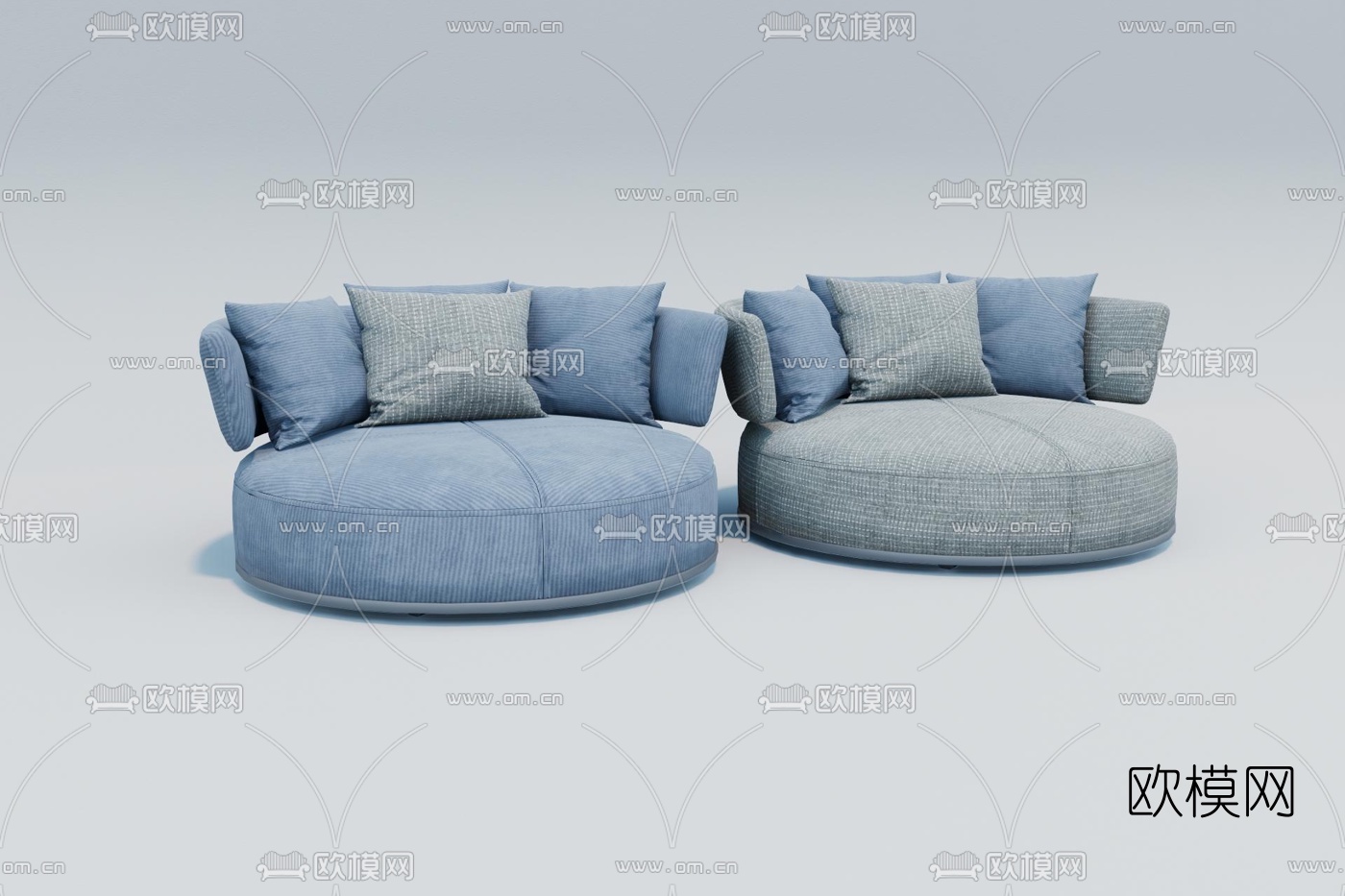 现代布艺圆形沙发su模型下载（渲染图1）