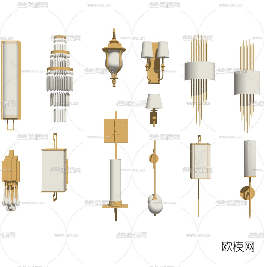 现代金属壁灯su模型