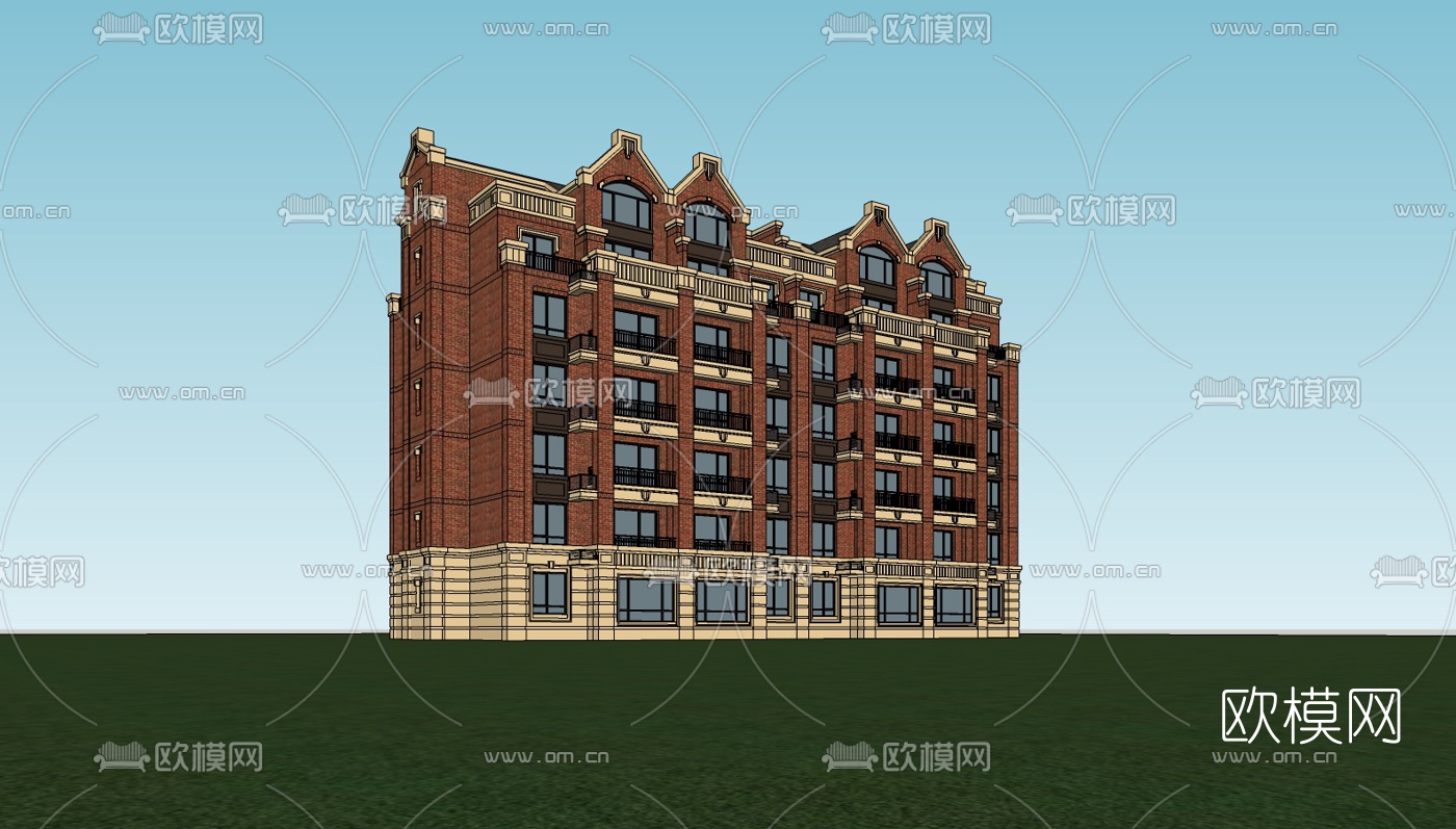 欧式公寓楼su模型下载