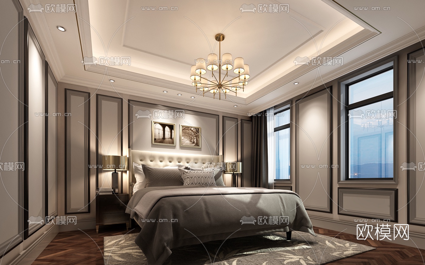 欧式卧室3D模型下载