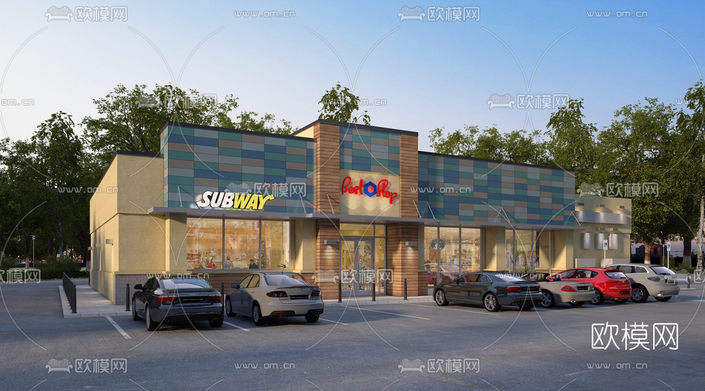 现代超市建筑外观3d模型