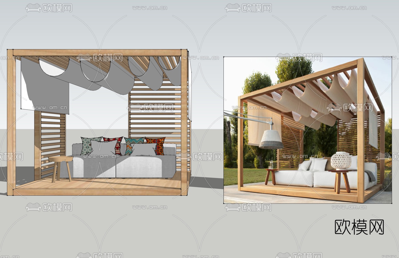 现代户外休闲沙发su模型下载（渲染图2）