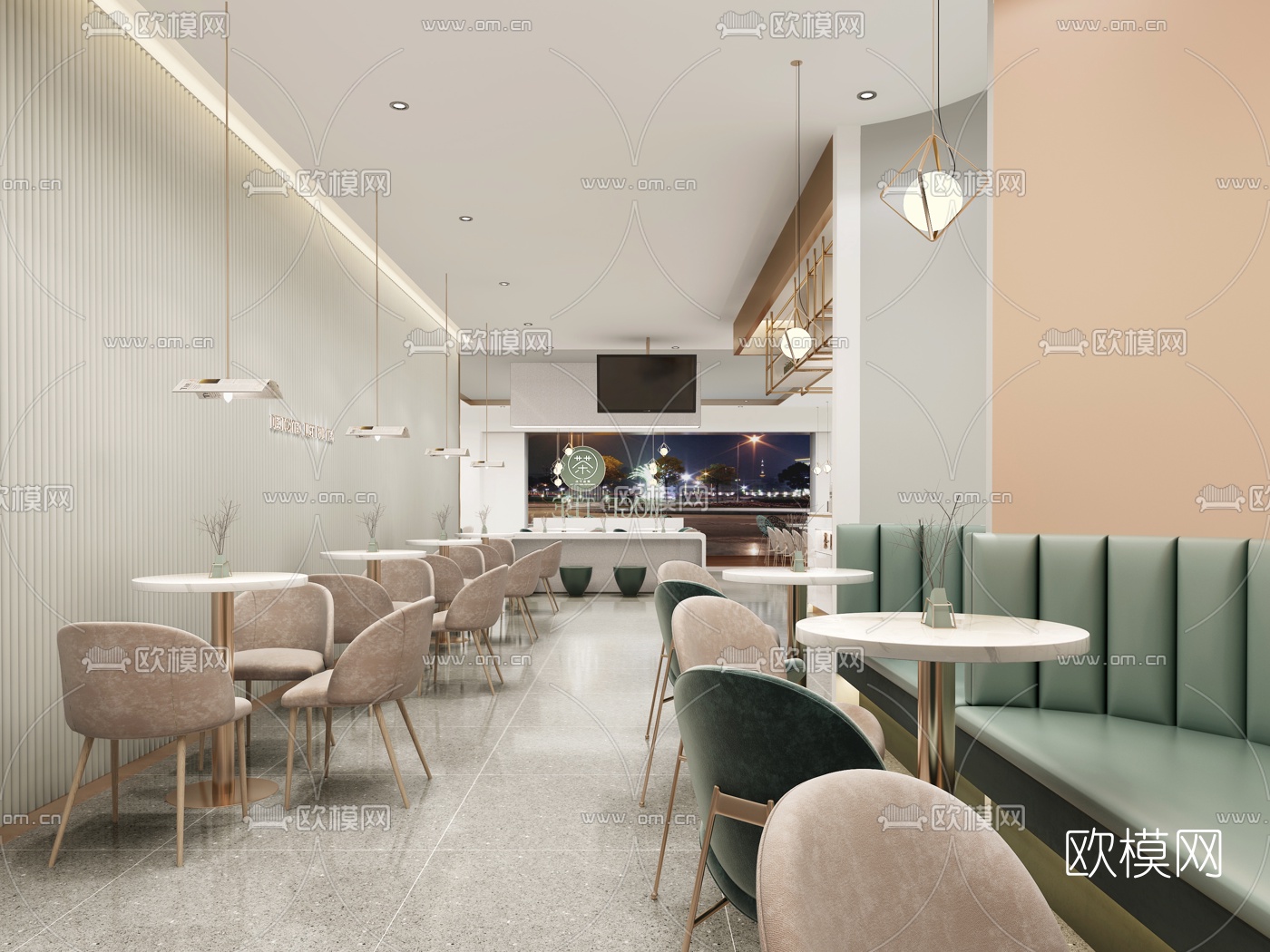 现代奶茶店3d模型
