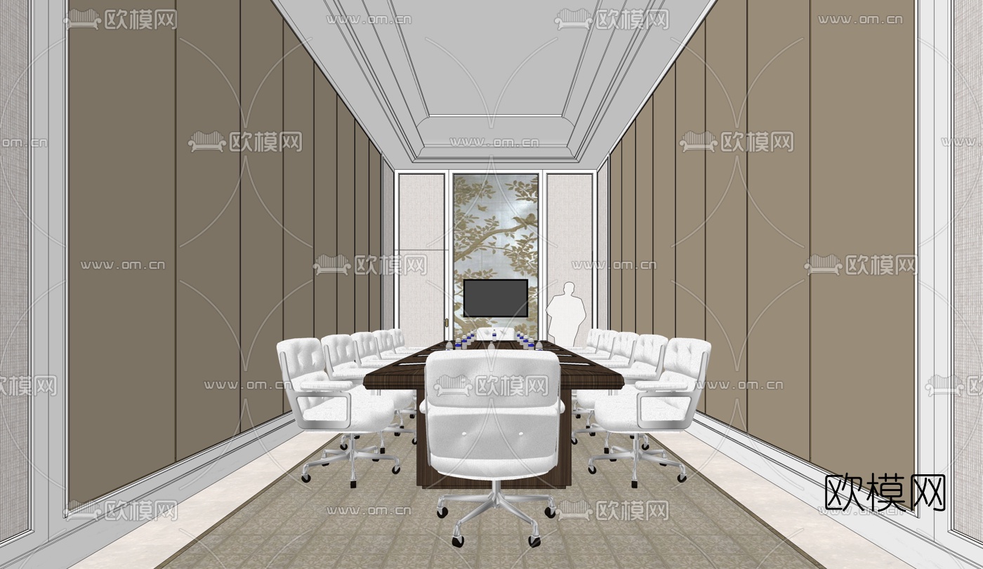 欧式电梯间会议室su模型下载（渲染图5）