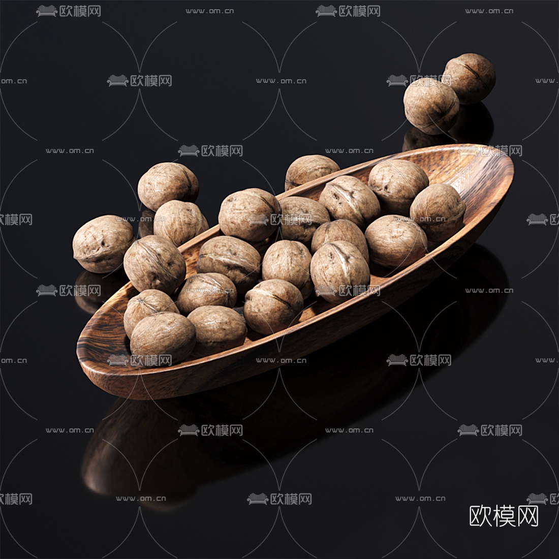 现代核桃食物3d模型