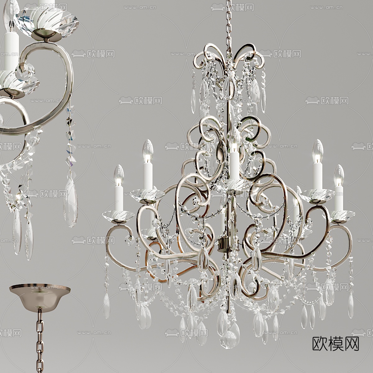欧式水晶吊灯3d模型下载