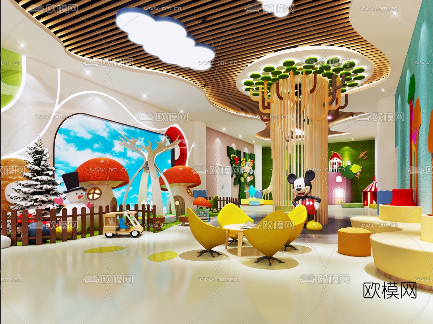 现代幼儿园娱乐大厅3d模型