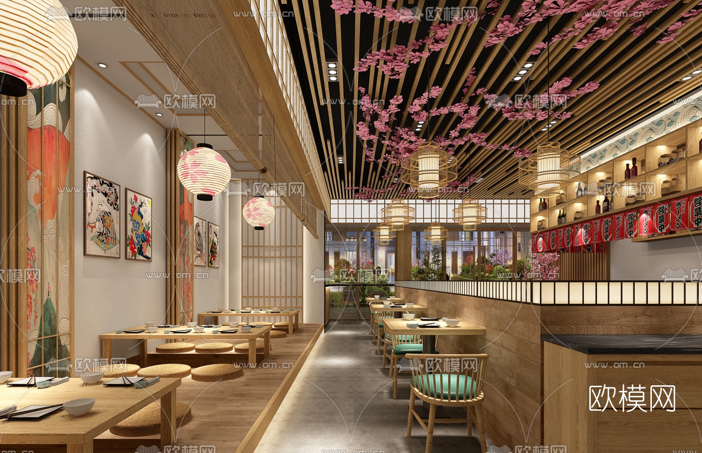 日式寿司店3d模型下载（渲染图2）