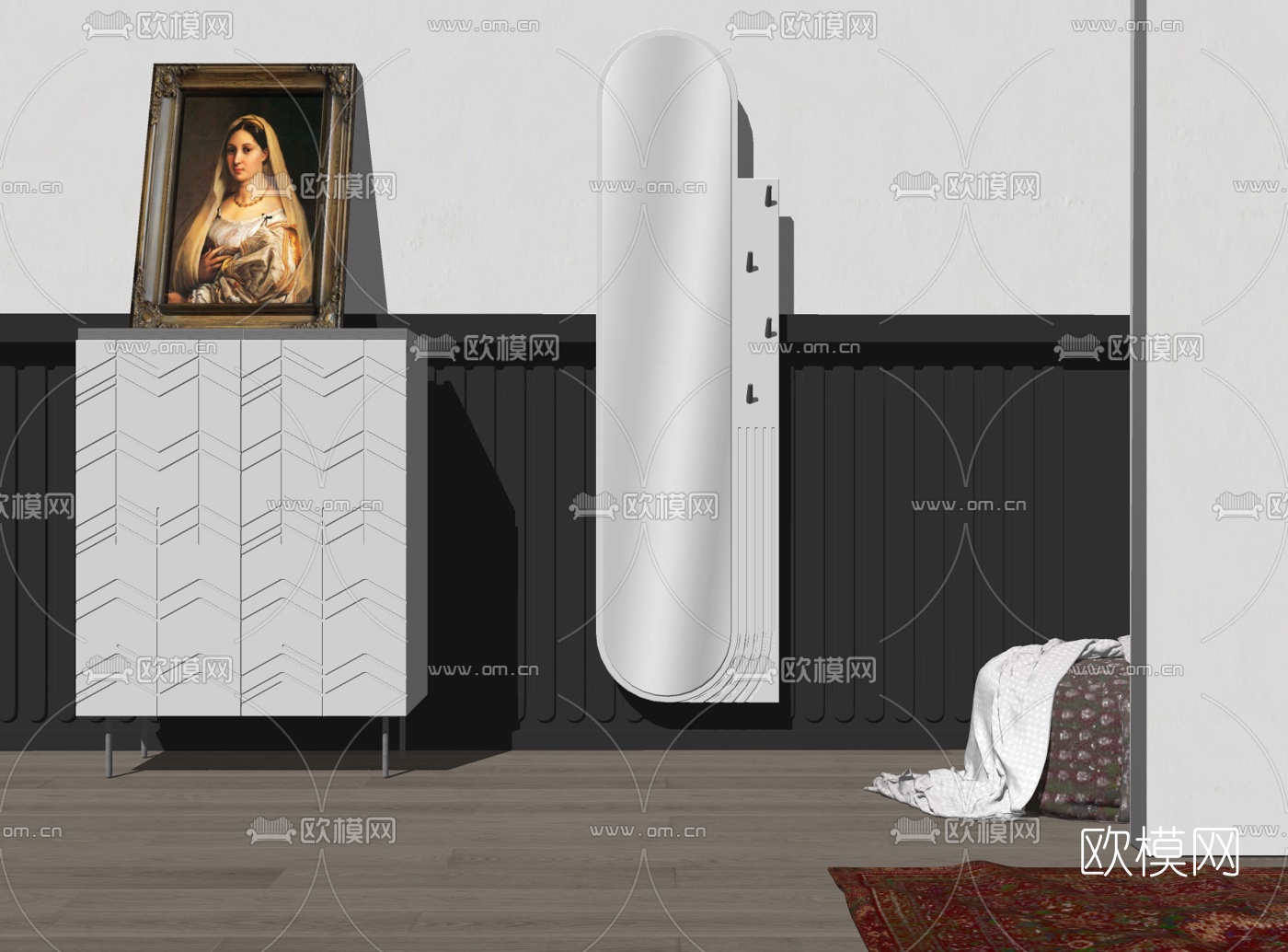 现代穿衣镜su模型下载