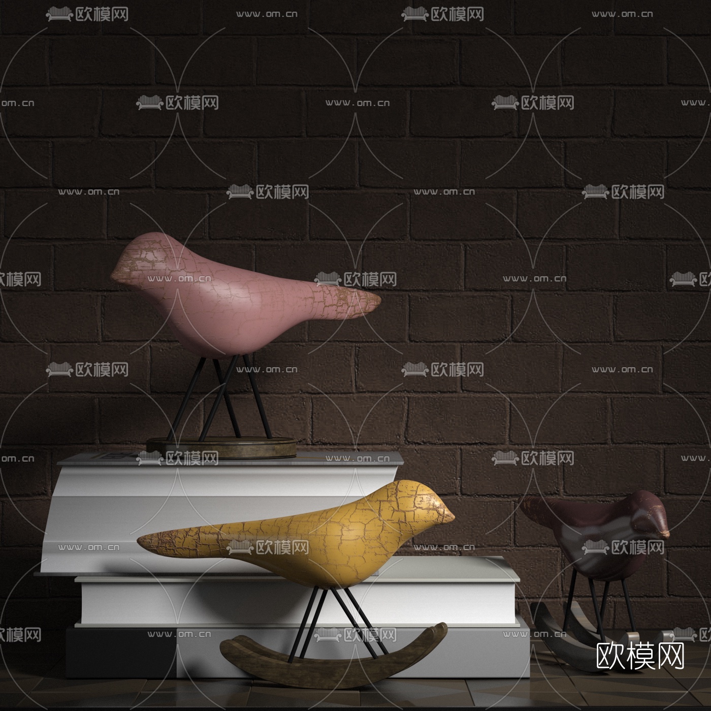 现代小鸟饰品摆件3d模型