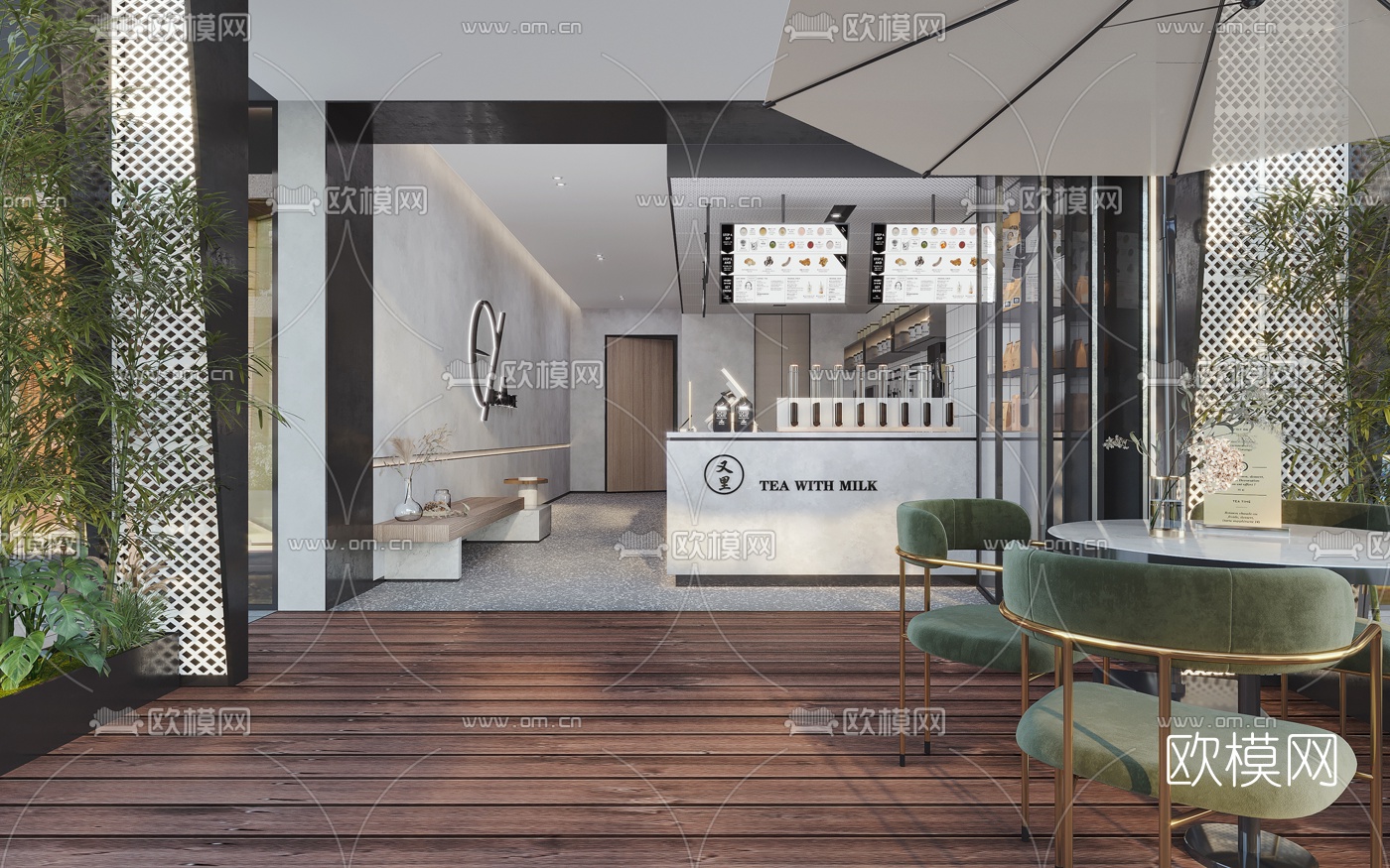 现代奶茶店3d模型