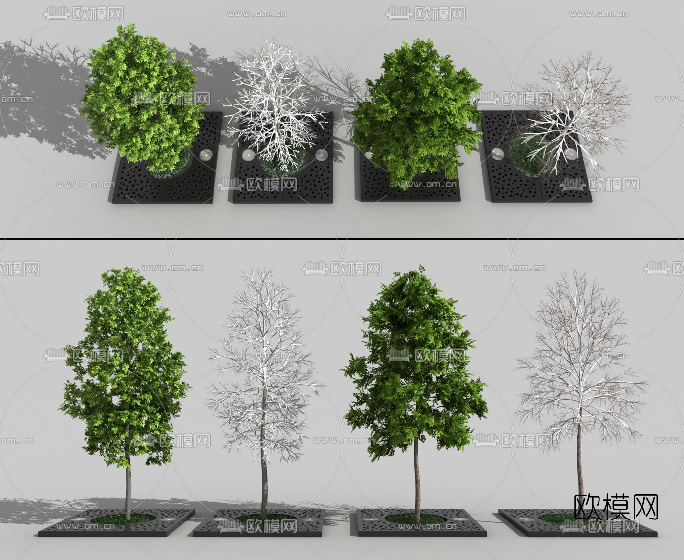现代景观树雪树3d模型