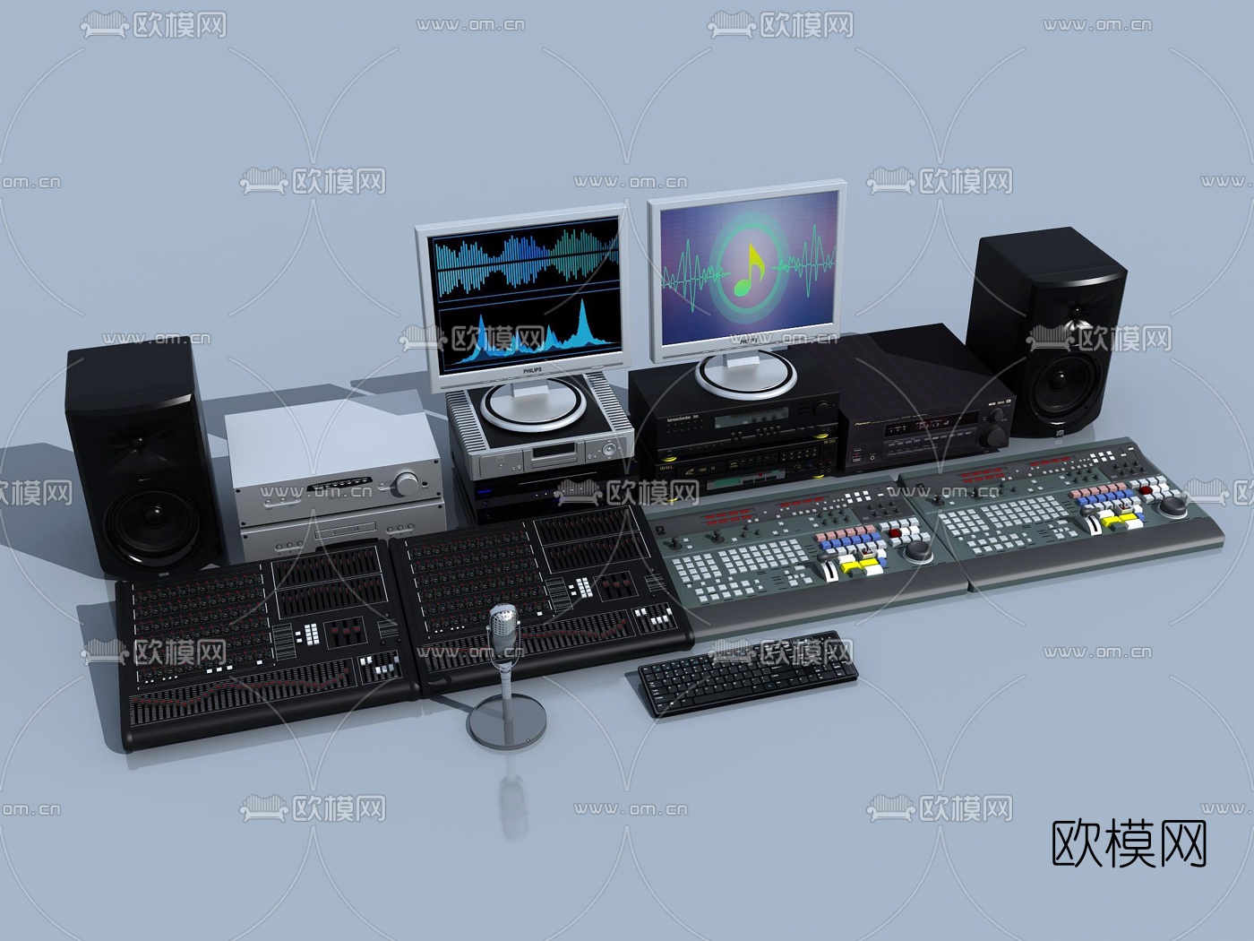 现代录音设备音控台3d模型