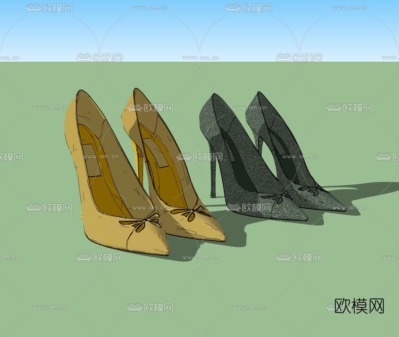 现代高跟鞋免费su模型下载