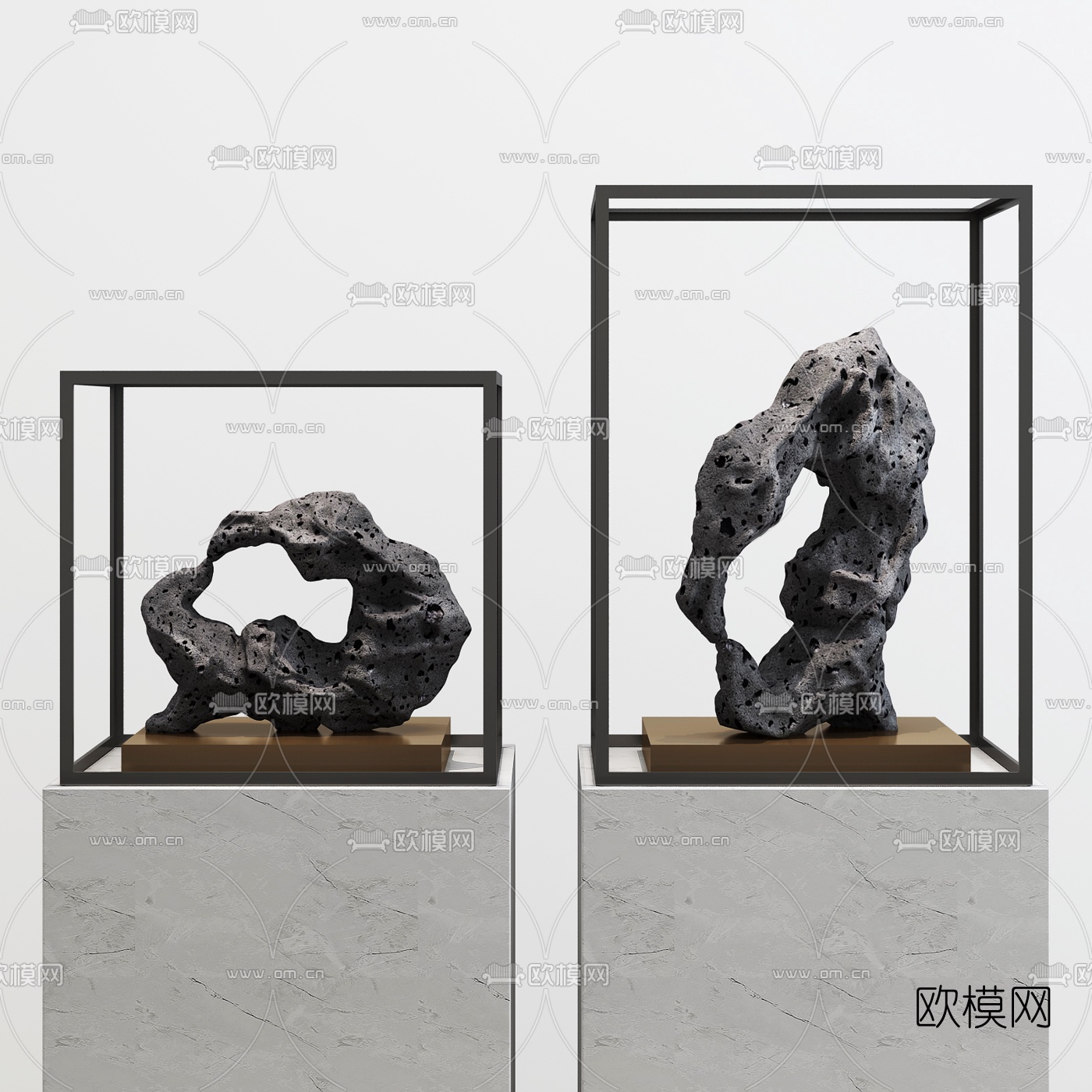 新中式石头雕塑摆件SU模型下载[ID:115818566]_建E网SU模型库