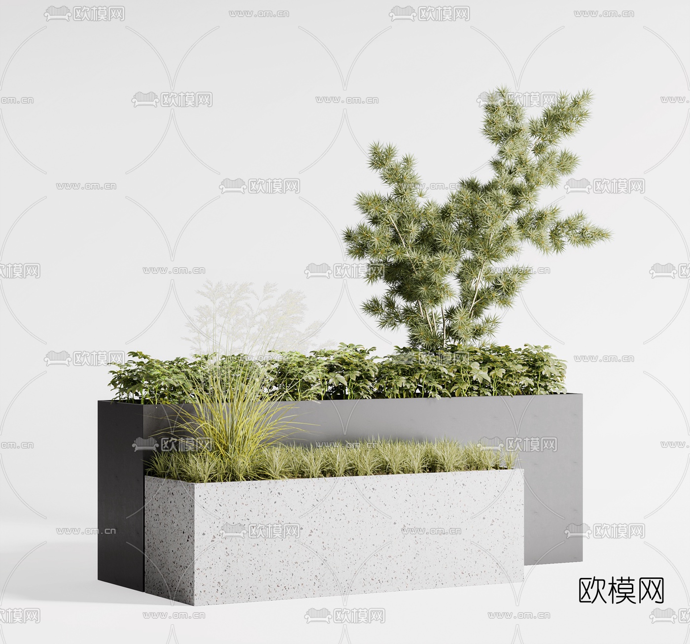 现代绿植盆栽3d模型