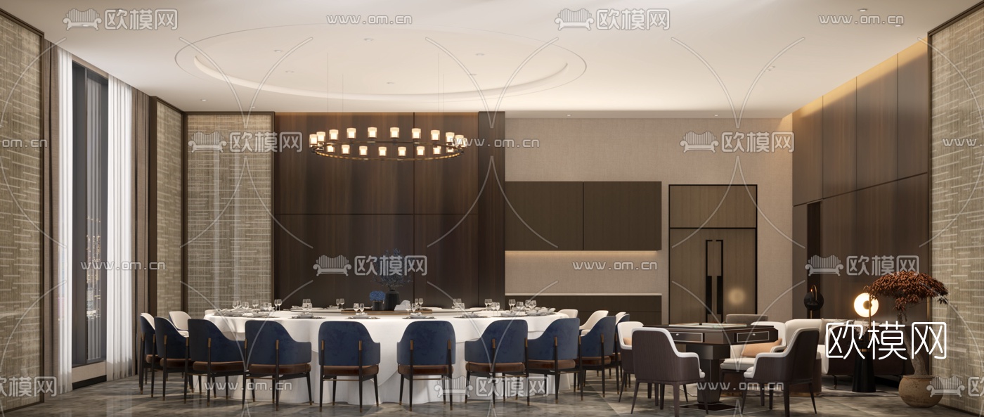 新中式餐厅包间3d模型
