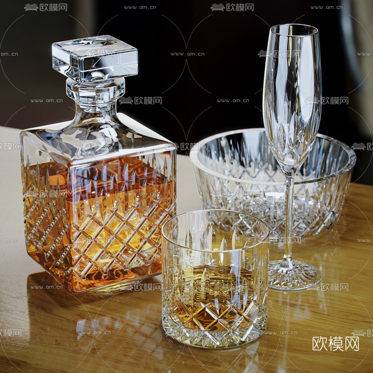现代酒水酒杯3d模型