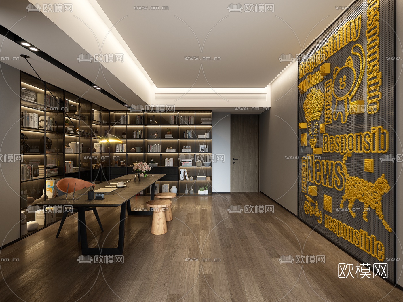 后现代港式书房3d模型