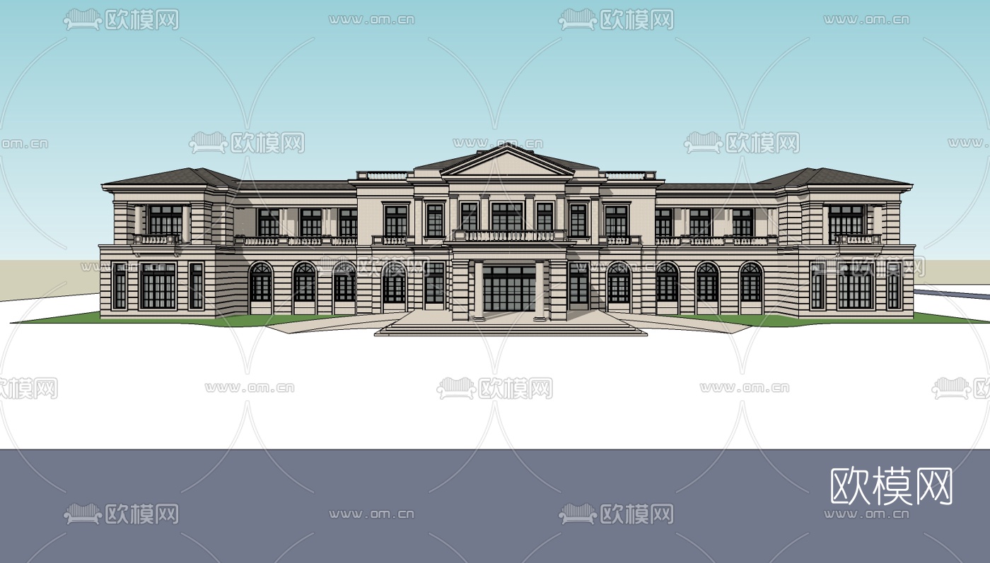 欧式别墅su模型下载（渲染图2）