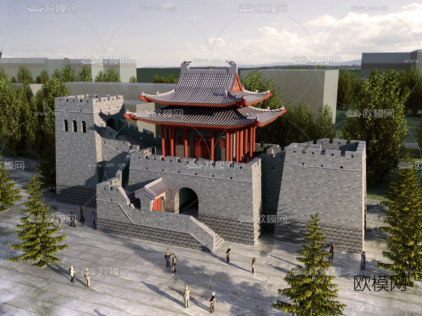 中式古建城楼3d模型