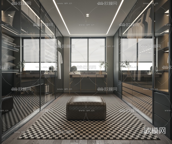 现代衣帽间3d模型下载