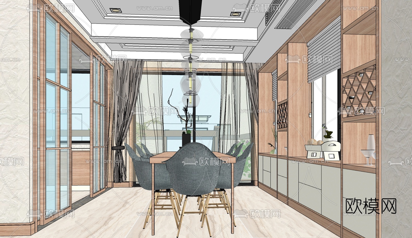 北欧卧室免费su模型下载（渲染图4）