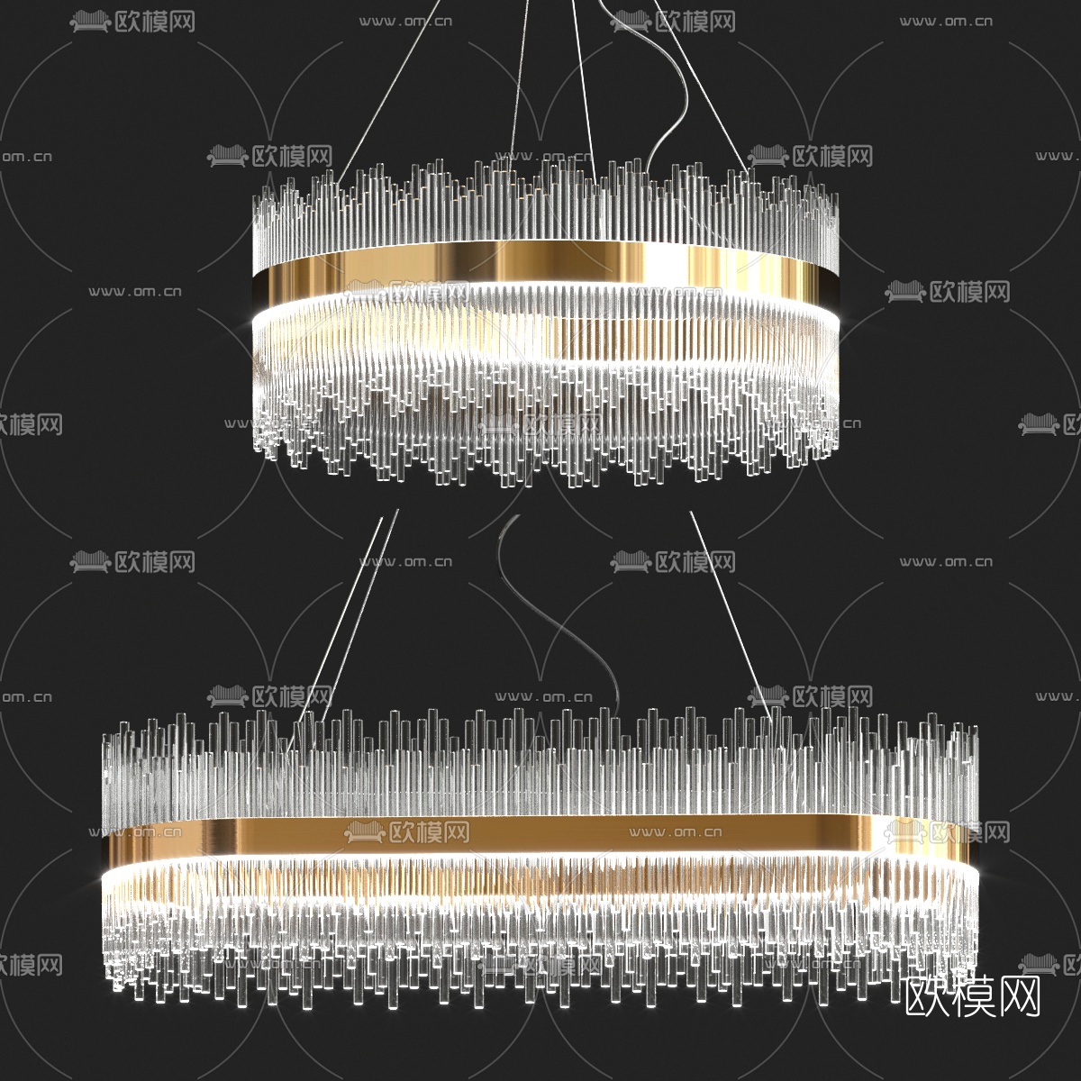 现代轻奢水晶吊灯3d模型下载（渲染图1）