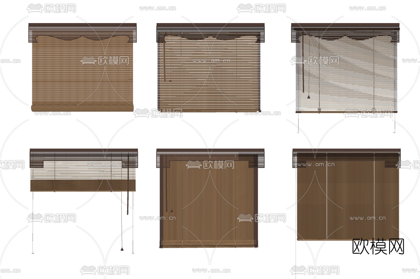 新中式竹帘百叶帘su模型下载