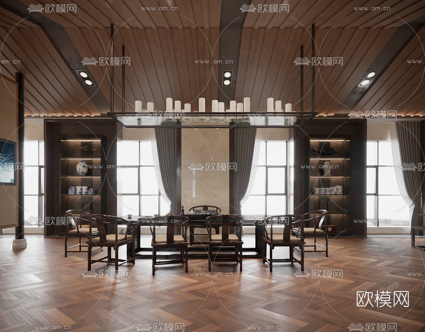新中式会所茶室3d模型