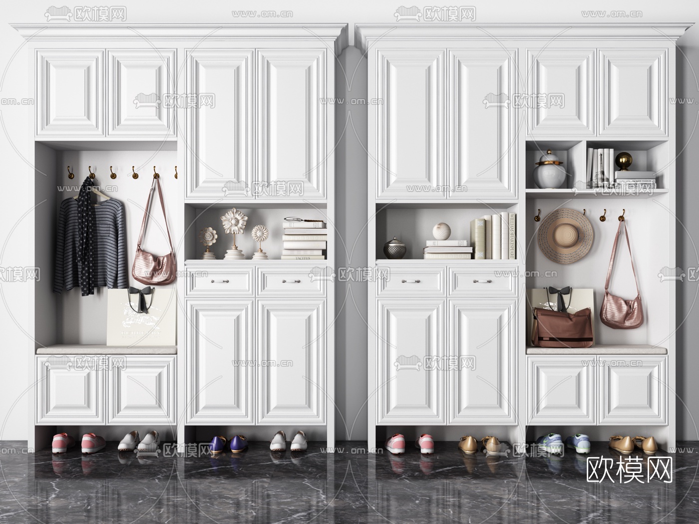 简欧多功能鞋柜3d模型下载