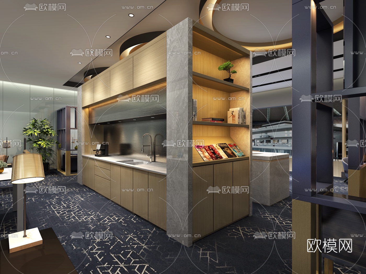 现代豪华机场VIP休息区3D模型
