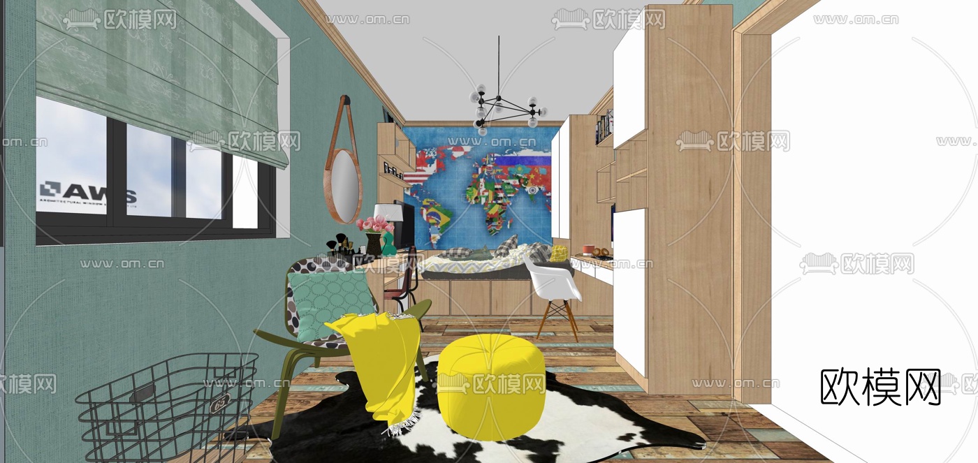 地中海儿童房su模型下载（渲染图6）