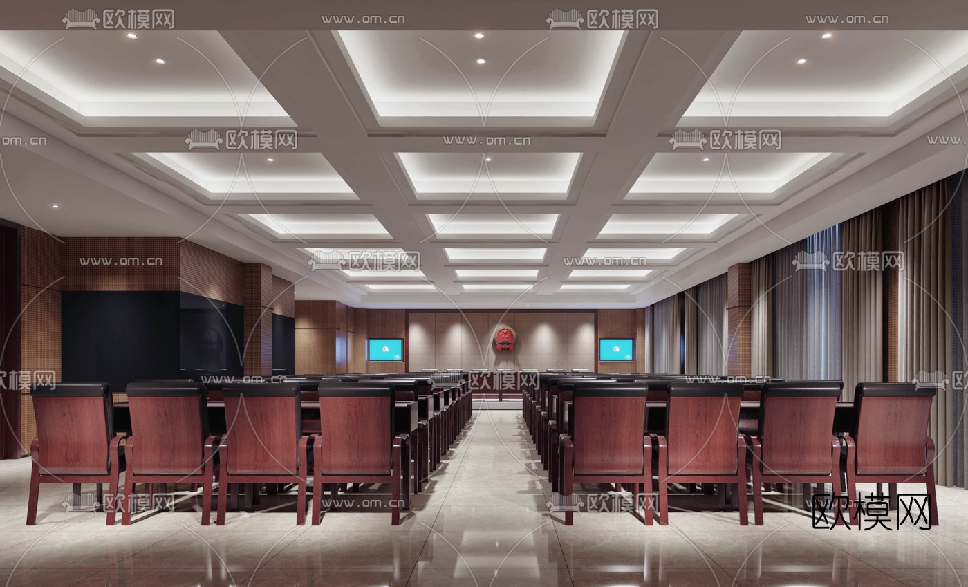 现代党政机关会议室3d模型