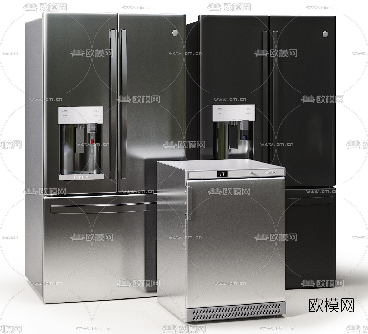 现代冰箱冰柜组合3d模型