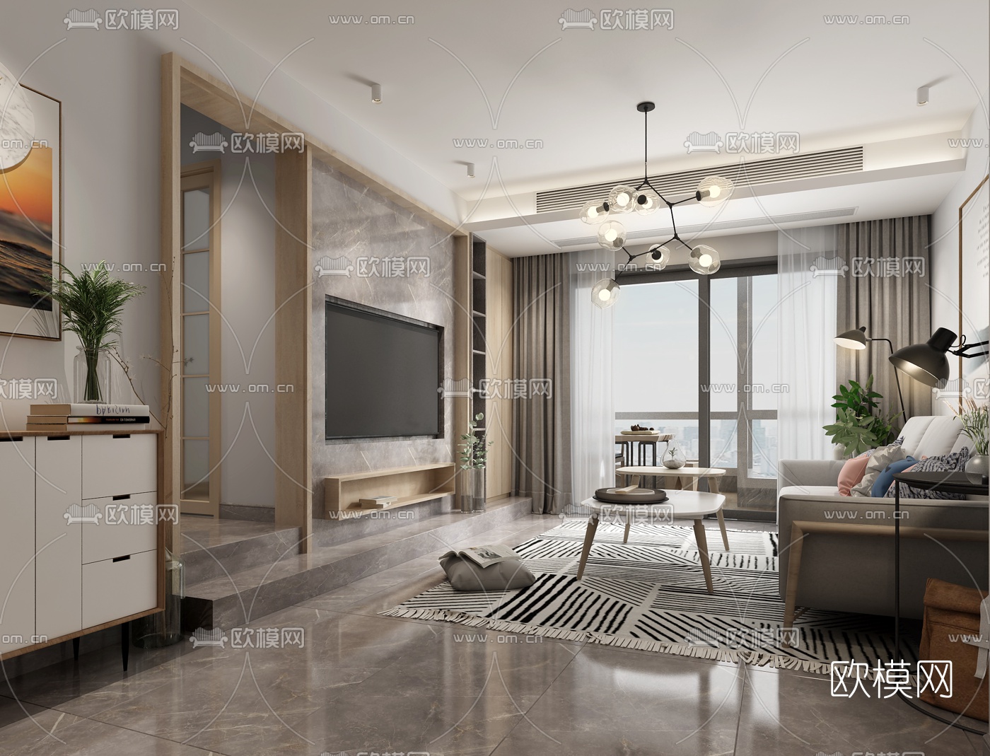 北欧客厅3d模型下载（渲染图2）