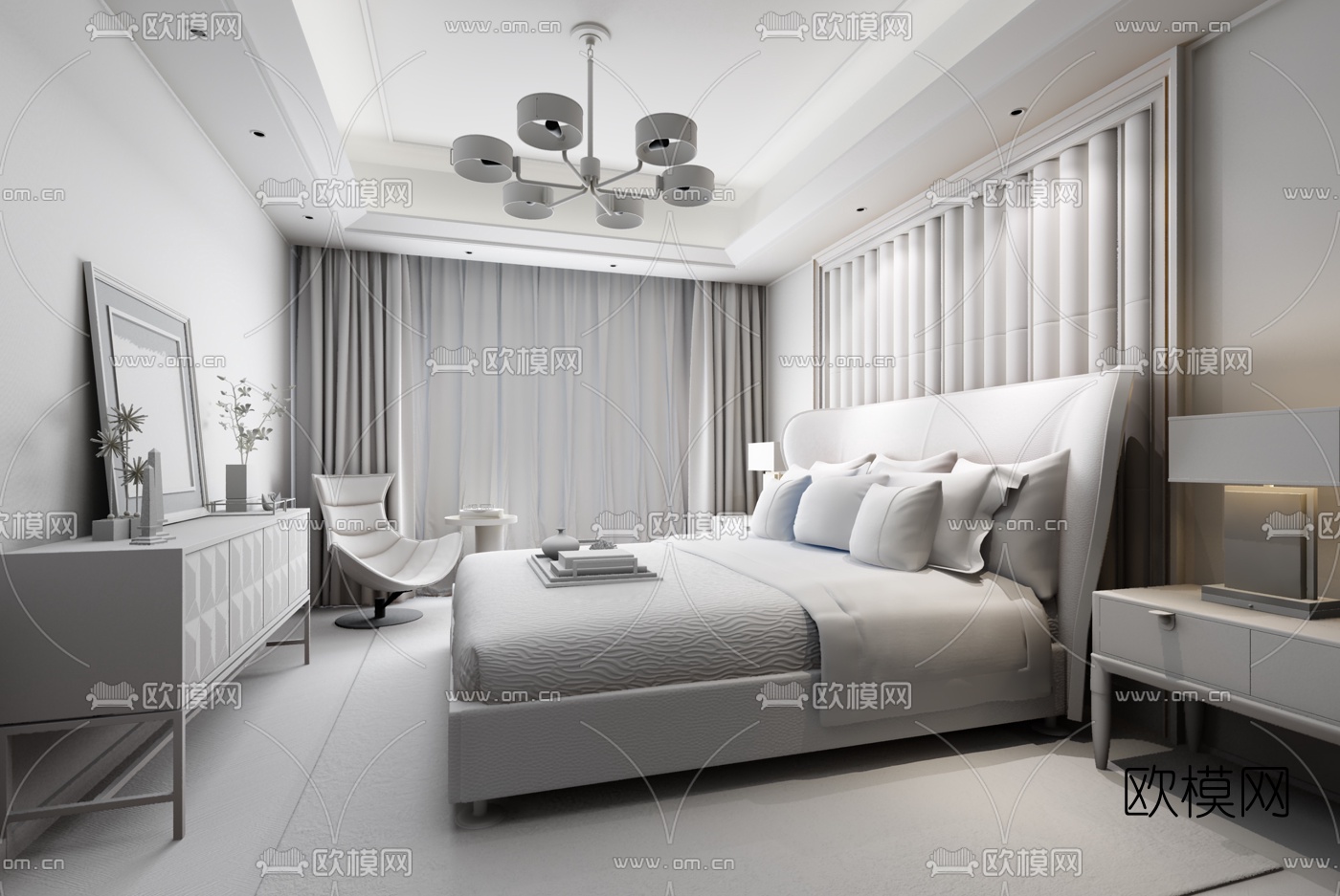 后现代卧室3d模型下载（渲染图2）
