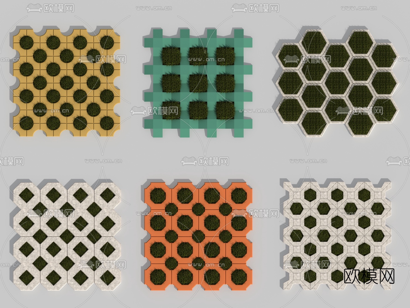 现代植草砖3d模型